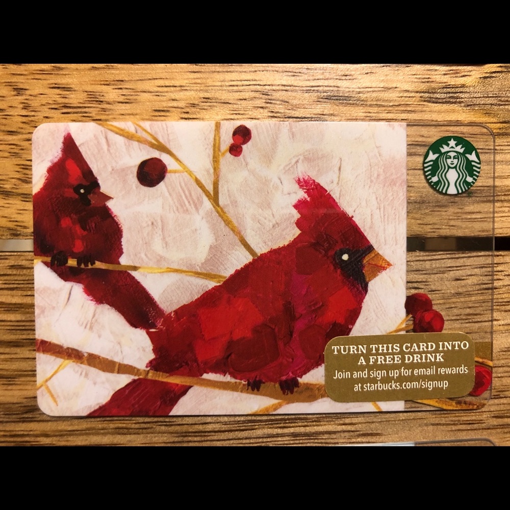 STARBUCKS CARD RELOADABLE CHRISTMAS CARDINAL 2015